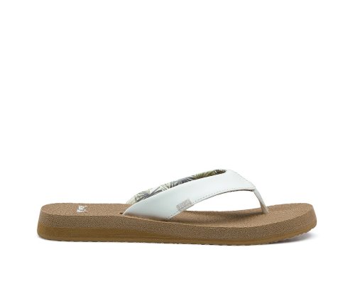 Tong Sanuk Yoga Mat Cushioned Femme - Blanche / Marron DSZJNW642